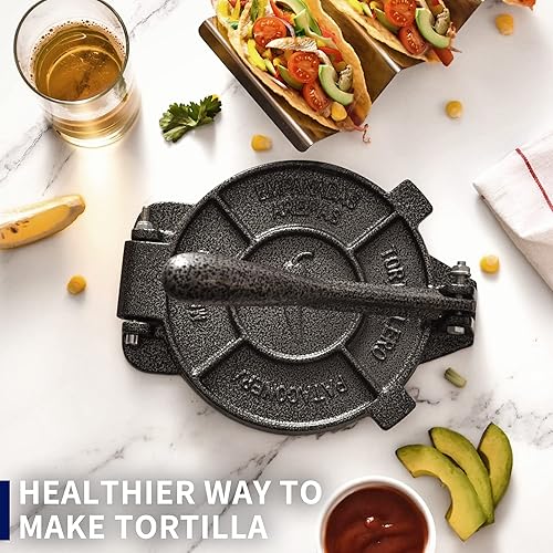 Miniatura 2 de Prensa para tortillas ARC de 16.5 cm de hierro fundido, incluye 100 piezas de papel pergamino, tortillera pataconera resistente, prensa