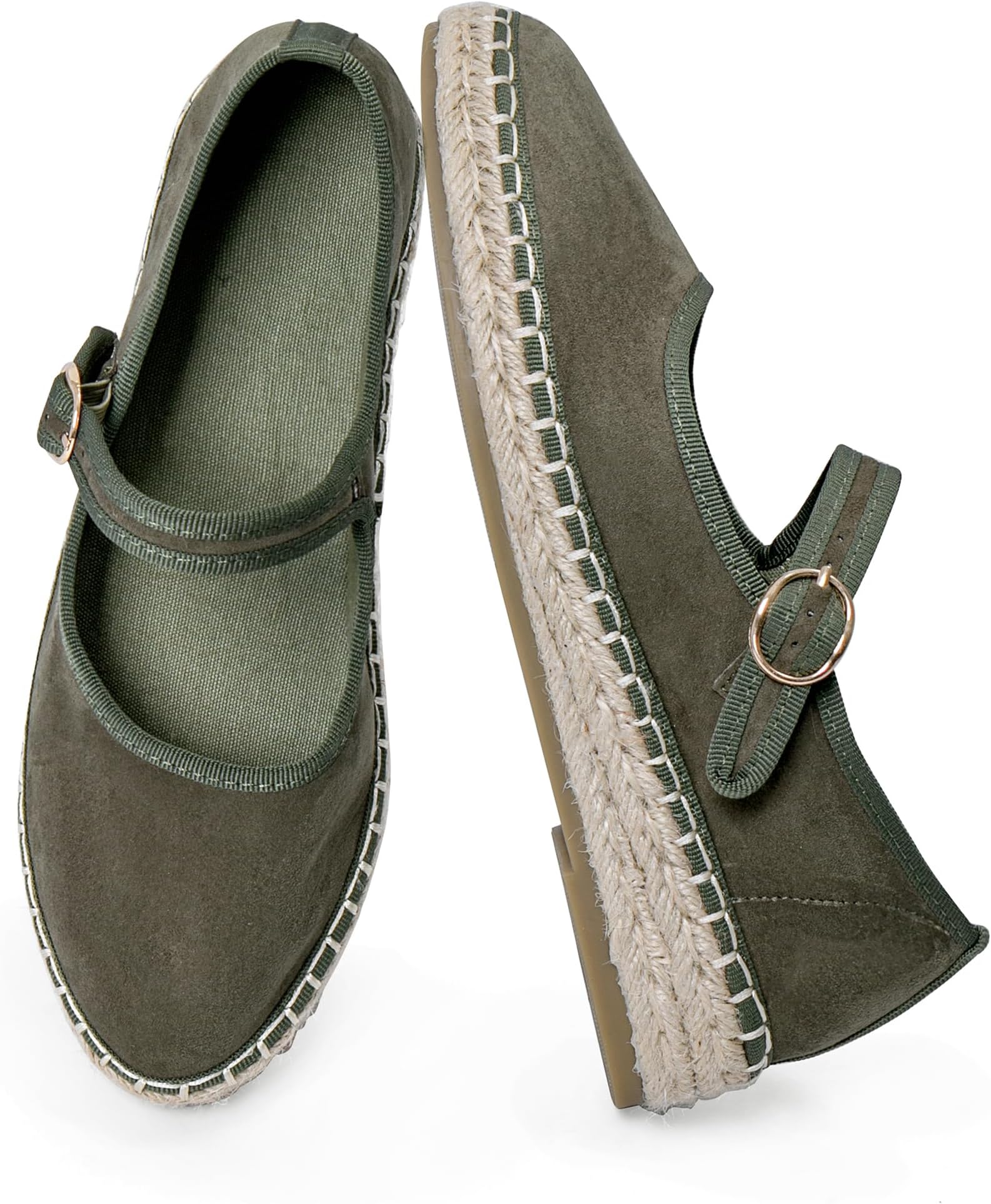 Espadrilles for Women Close Toe Mary Jane Flats Woven Platform Loafers Flat Comfortable Casual Work Walking Shoes