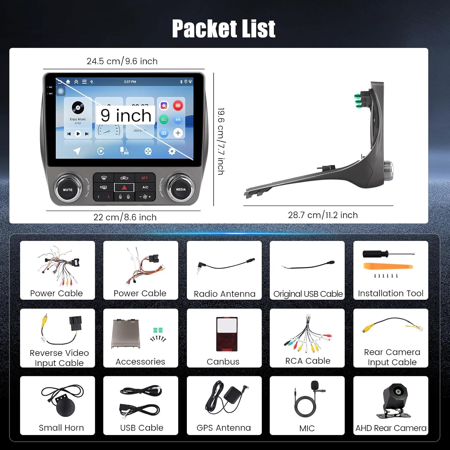 【4+128G】 Hikity Android Car Stereo for Chevrolet Camaro 2010-2015, 9” Incell Touchscreen Radio with CarPlay, Android Auto, Bluetooth, GPS Navigation, WiFi, FM, RDS + AHD Backup Camera