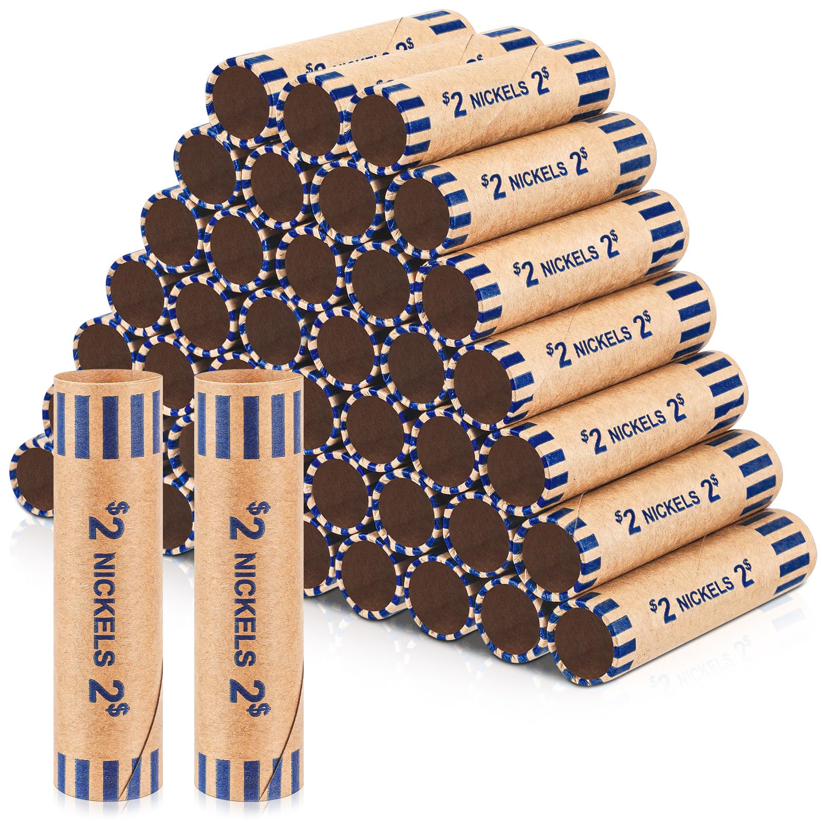 360 Pcs Preformed Coin Wrappers Quarter Rolls Wrappers Bulk Quarter,Pennies,Dimes Coin Rolls for Bank and Office(Blue)