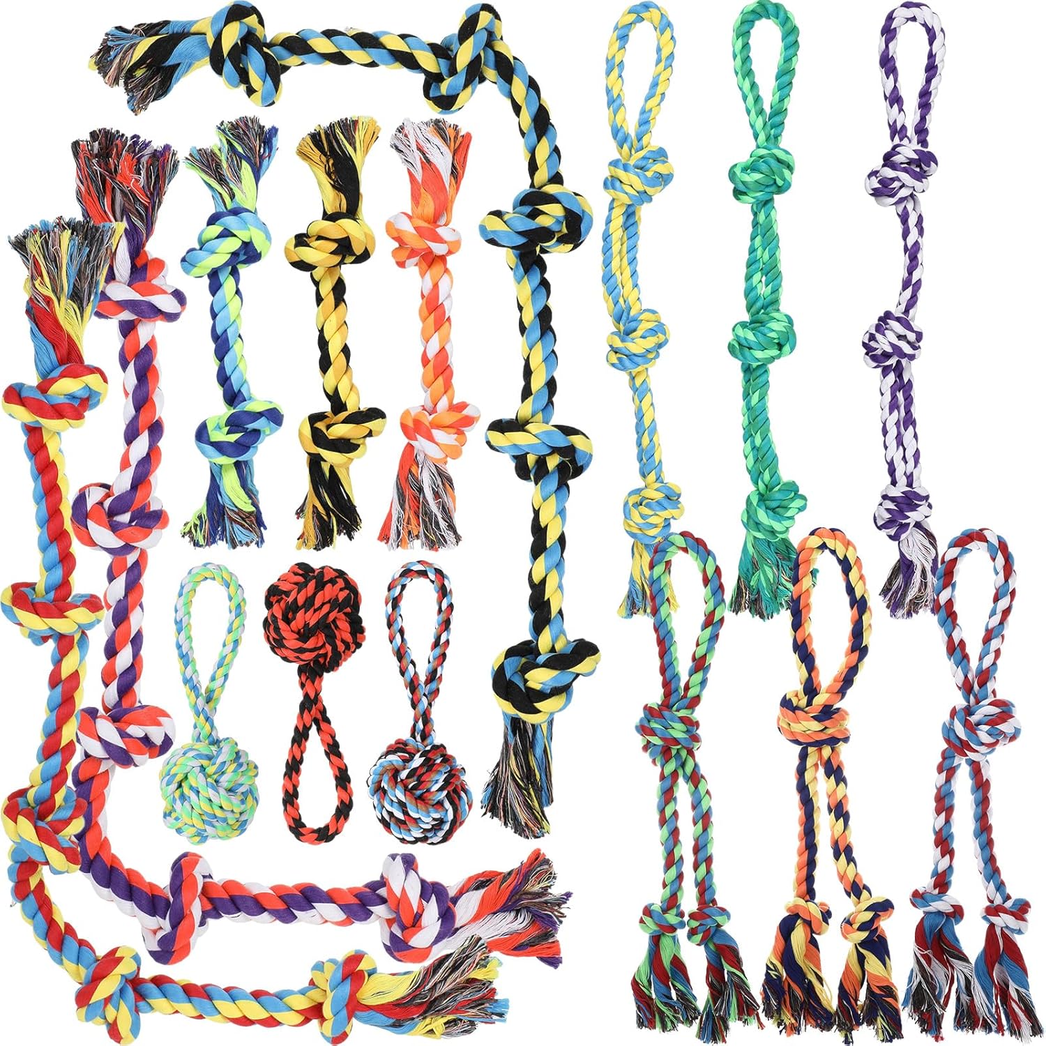 Wettarn 15-Piece Dog Rope Toys - Heavy Duty Cotton, Tough Tug Toys for Aggressive Chewers, Medium to Large Breeds, Puppy Teeth Cleaning, 5 Types