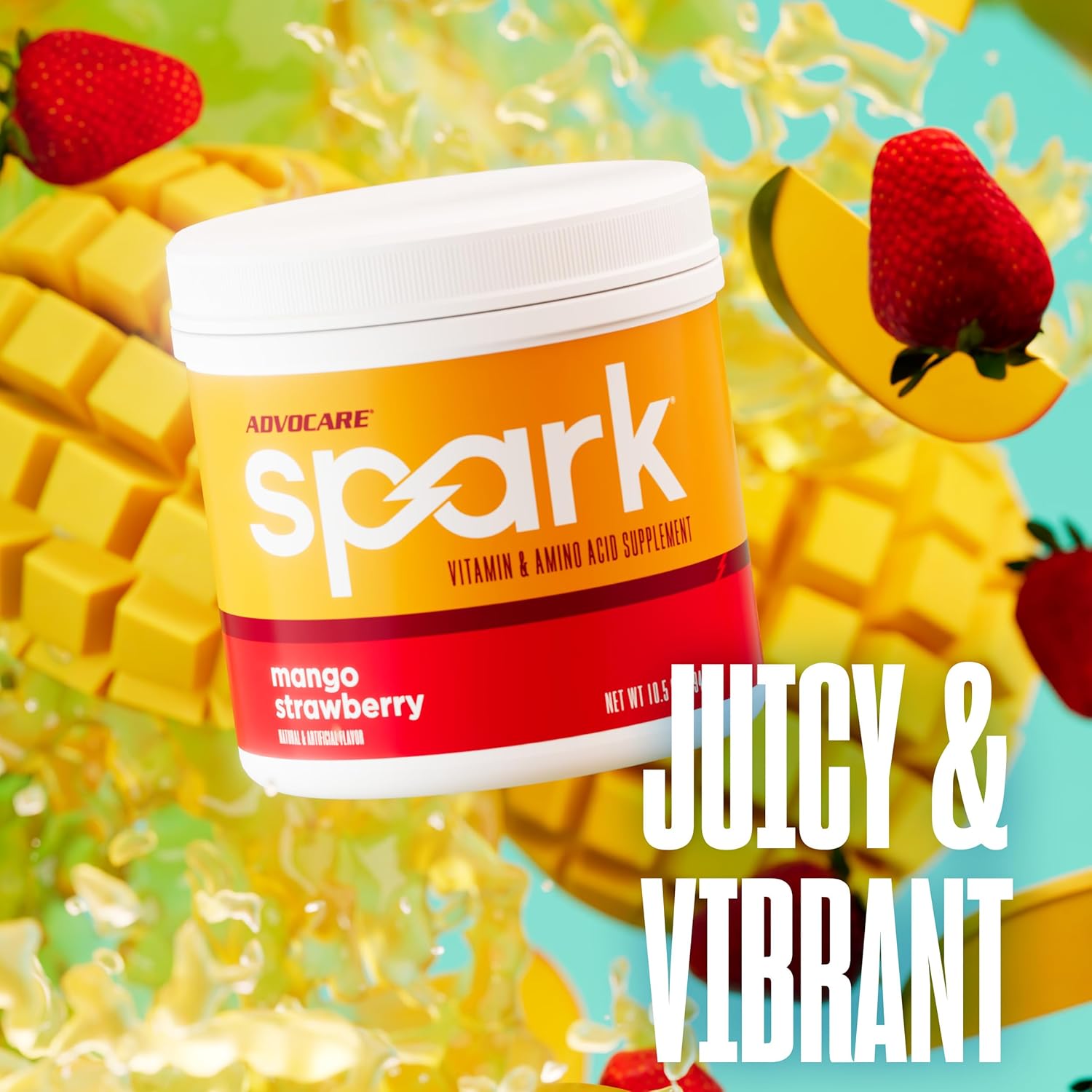 AdvoCare Spark - Energy Drink Mix - Vitamin & Amino Acid Supplement - Supports Energy & Focus - Portable Immune Support - Sugar-Free - Mango Strawberry (10.5 oz)