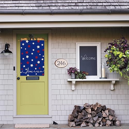 Miniatura 4 de AVOIN colorlife Bandera de casa azul de Estados Unidos del 4 de julio, 28 x 40 pulgadas, doble cara exterior, Día de la Independencia, estrellas