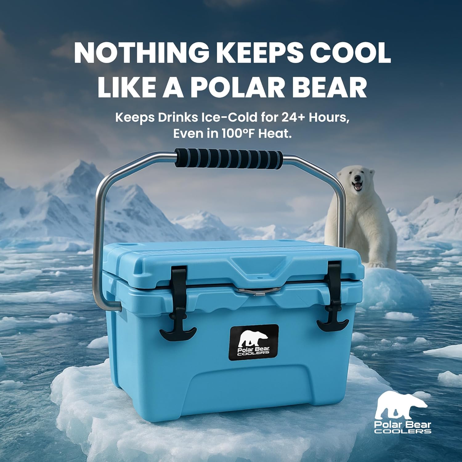 Polar Bear Coolers - Hard-Sided Cooler - Ice Chest for Camping, Travel, Sports Events, or Fishing - Insulated Hard Shell Cooler - Heavy-Duty & Portable - Keeps Ice up to 5 Days