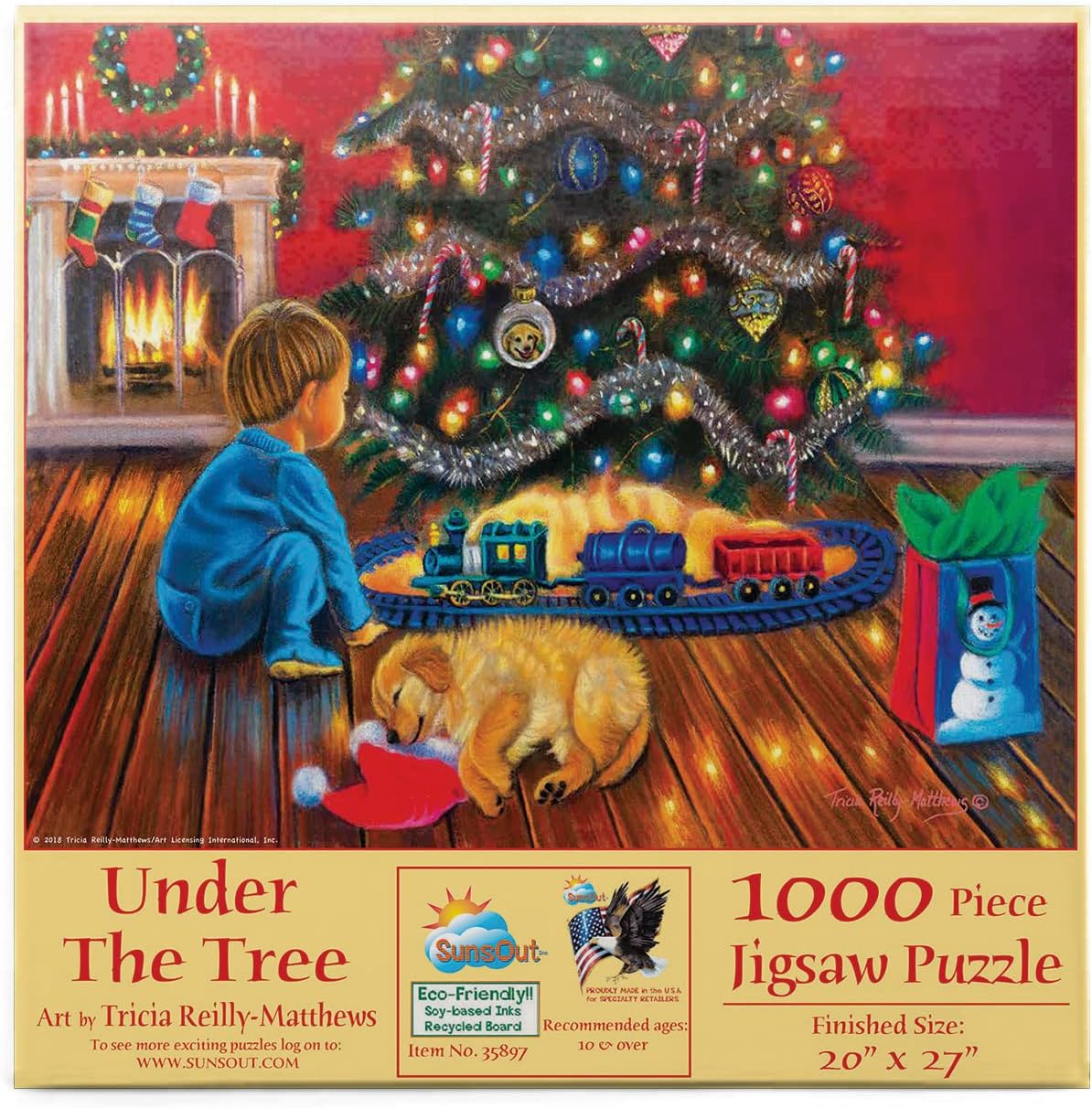 SUNSOUT INC - Under the Tree - 1000 pc Jigsaw Puzzle by Artist: Tricia Reilly-Matthews - Finished Size 20" x 27" Christmas - MPN# 35897