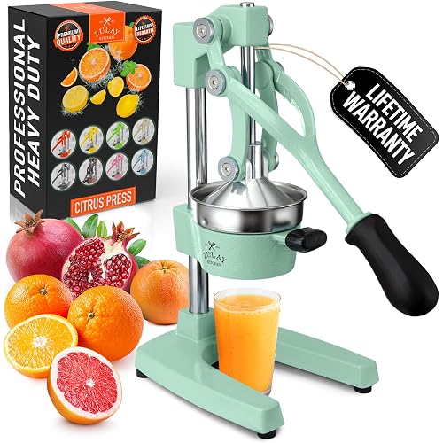 Zulay Kitchen Cast Iron Juicer - Heavy Duty Manual Juicer with Detachable Strainers for Easy Cleaning, Orange Juice Press for Citrus Fruits, Perfect for Bartenders, Juice Lovers & Health Enthusiasts