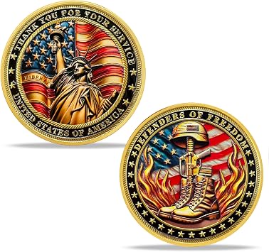 1Pcs Flame Boots Military Challenge Coin Veterans Bulk Eagle Flag Honoring Patriotic Thanks for Your Service Commemorative Token Appreciation Gifts for US Army Veterans