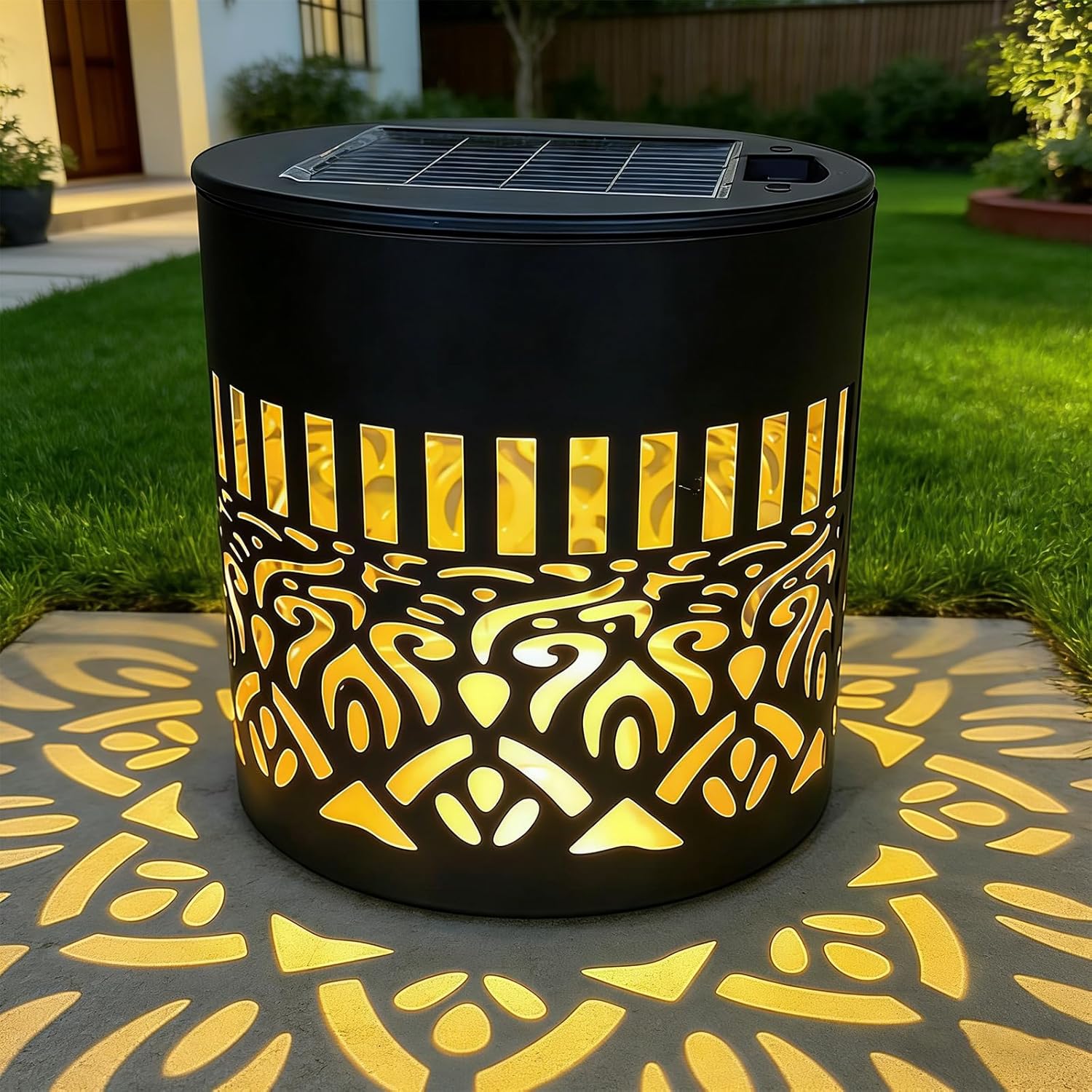 Decorative Solar Mandala Lights | Metal Solar Powered Outdoor Wall & Step Lighting | Waterproof Garden/Patio/Fence Lights with Auto On/Off | Mandala Pattern Backyard Decor for Deck,Post,Yard (2)