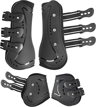 Horse Tendon Boots, Fetlock Boots & Open Front Boots for Jumping, Set of 4, Horse Protection Leg Guard