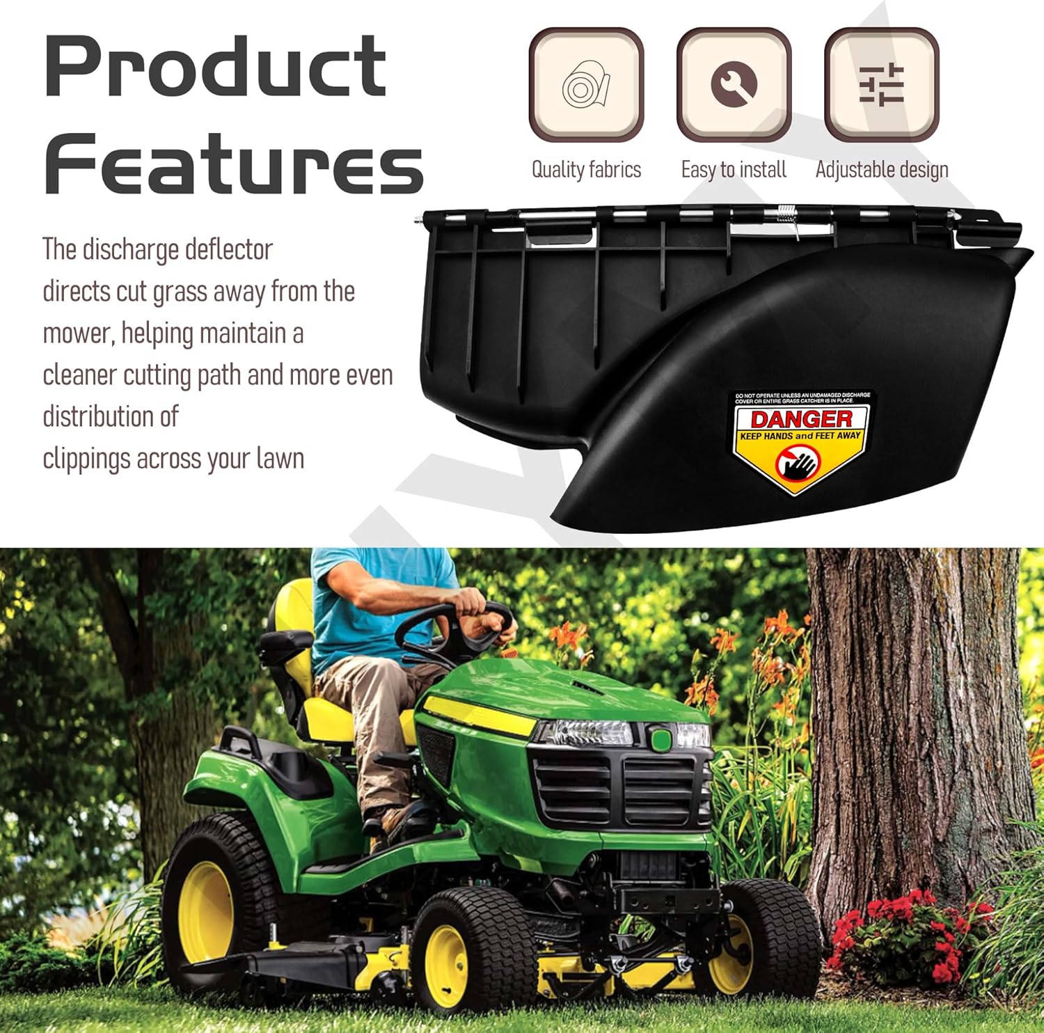 7600147YP Discharge Deflector Side Chute for BS Mower G25066, G3312X6S, N250816B, 2652S, 2681S, 4111X5S, 25065S, 300922B Model, Black, Replacement 7026233YP