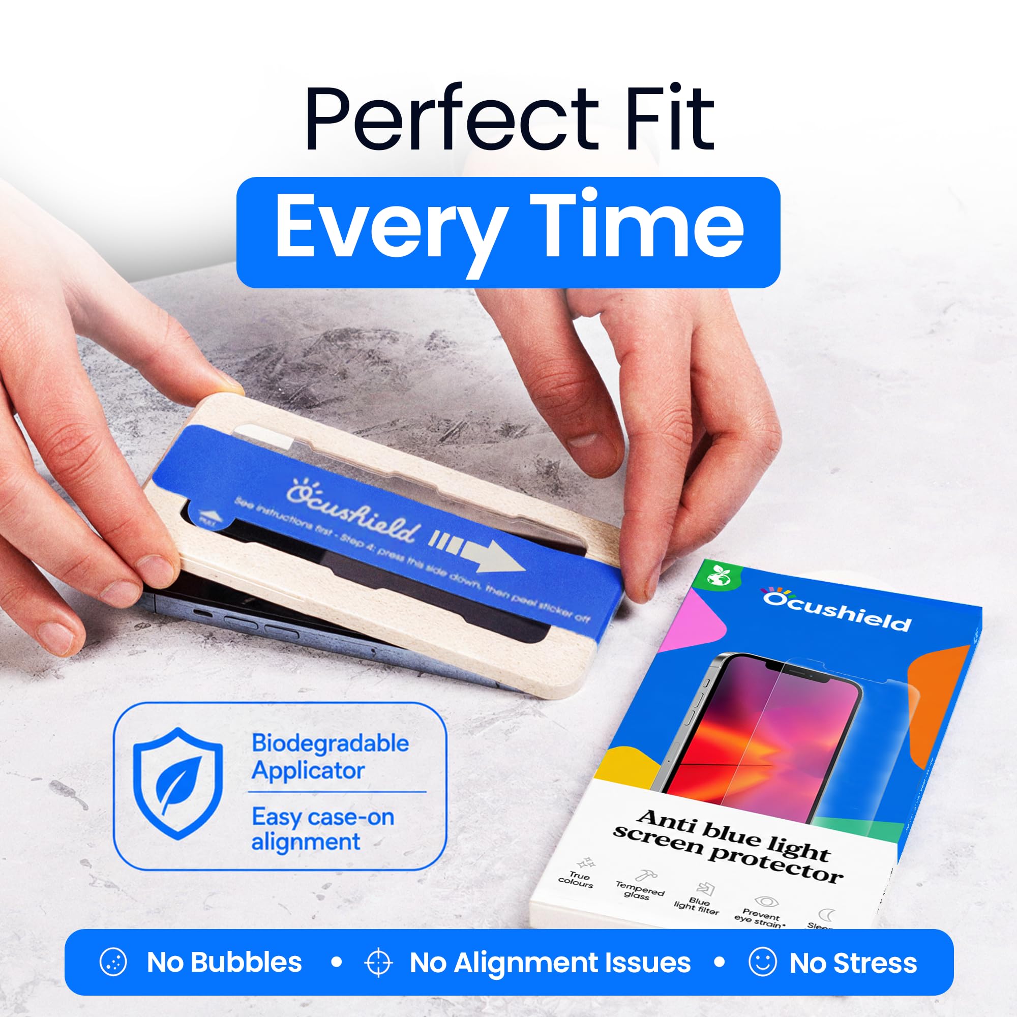 Ocushield Protector de pantalla de vidrio templado antiluz azul para iPhone 12 | iPhone 12 Pro de 6.1 pulgadas - Protege tus ojos reduce las migrañas y mejora el sueño