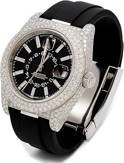 Automatic Moissanite Diamond Watch for Men Luxury Iced Out Stainless Steel Black Dial Rubber Strap Self Winding Waterproof Designer Watch