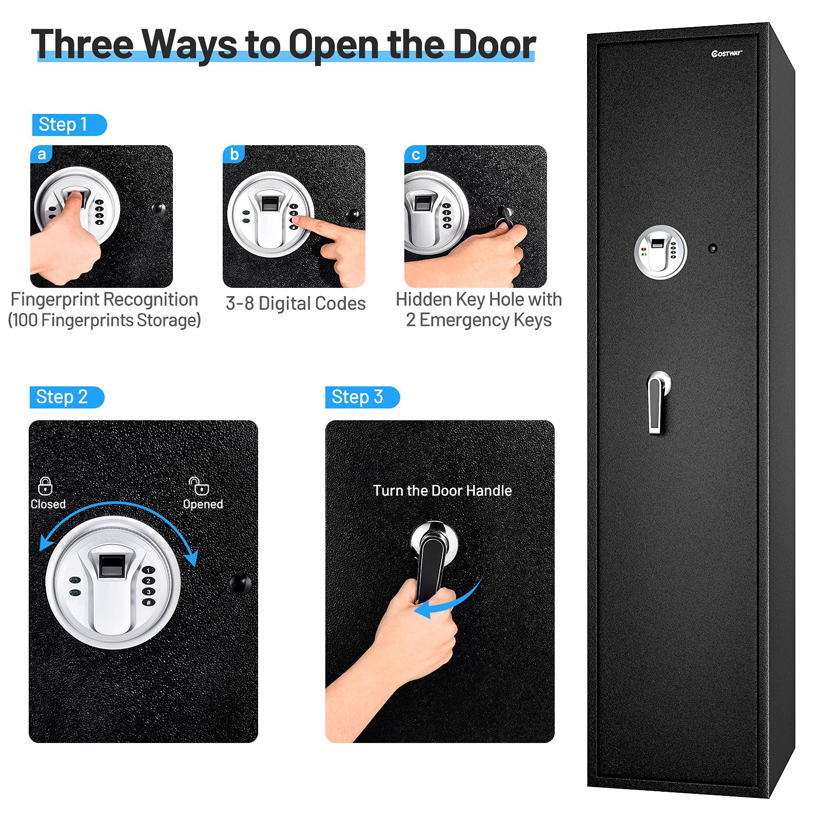 Buy COSTWAY Large Rifle Safe, Long Gun Safe for Rifle Shotgun, 5Gun