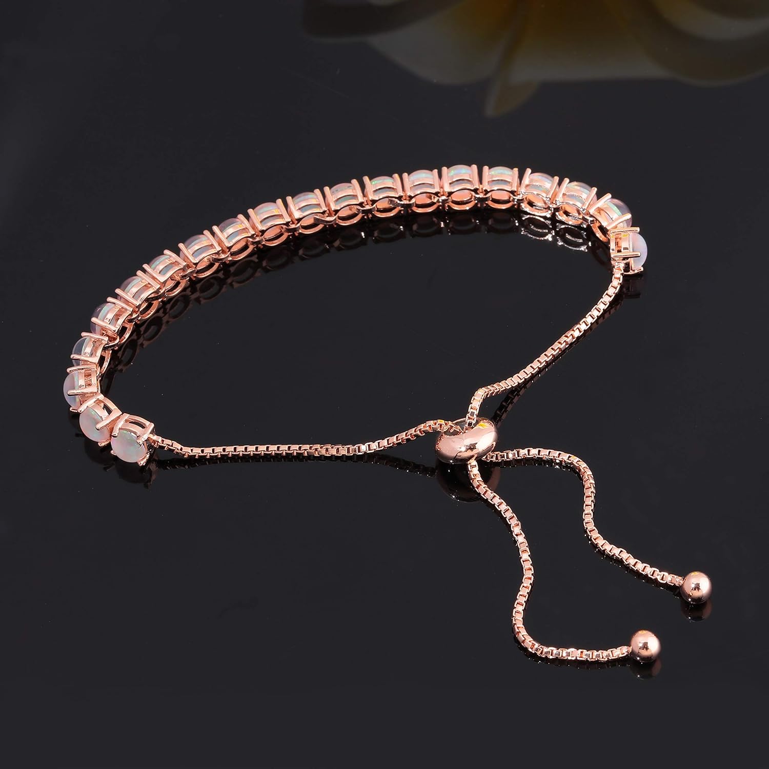 CiNily Adjustable Silver Plated Opal Tennis Bracelet for Women Girls - Fashion Jewelry Gift | Opal Bracelets in Sterling Silver,Rose Gold and Yellow Gold Plating - Image 3