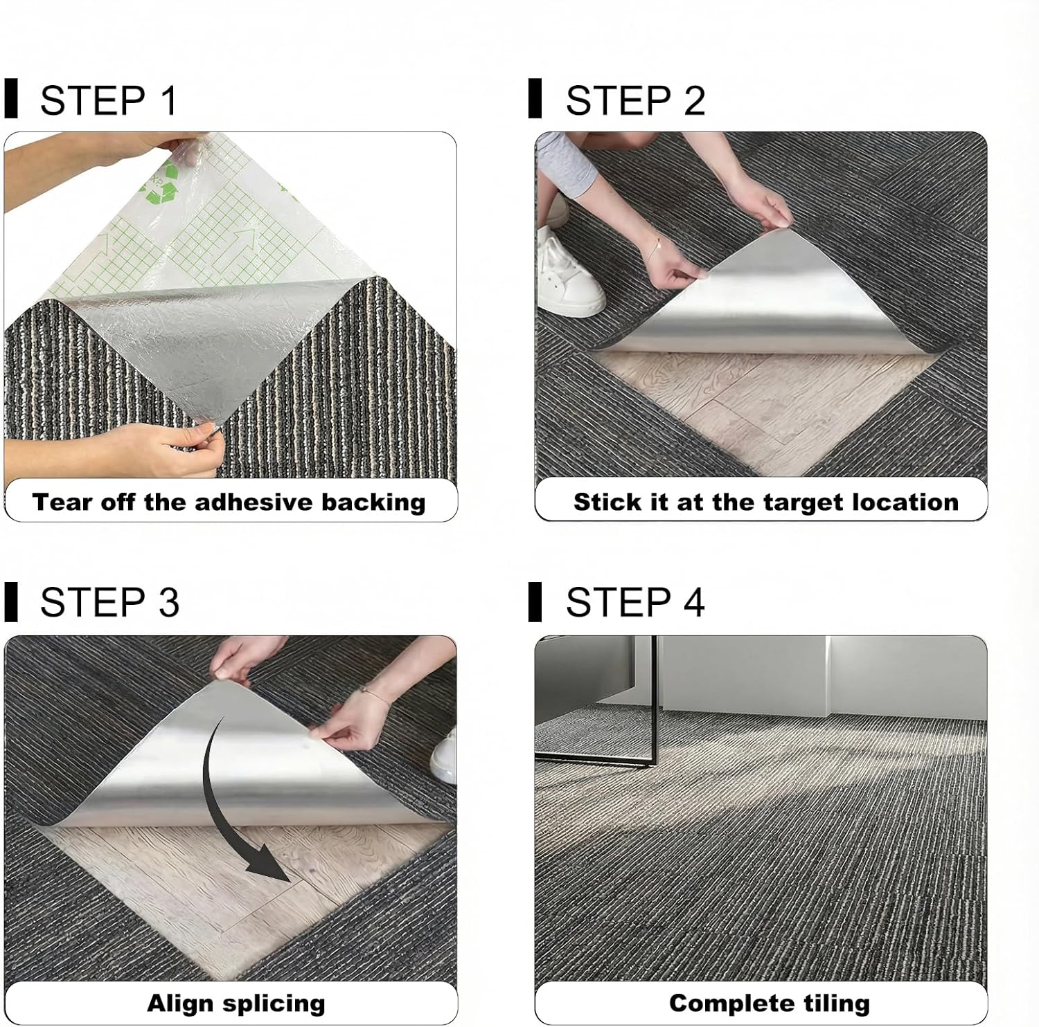 Peel and Stick Carpet Tiles 20x20 Inch, 10-Pack Self-Adhesive Non-Slip Squares for Indoor Outdoor Flooring (26.9 Sq Ft) (P006)