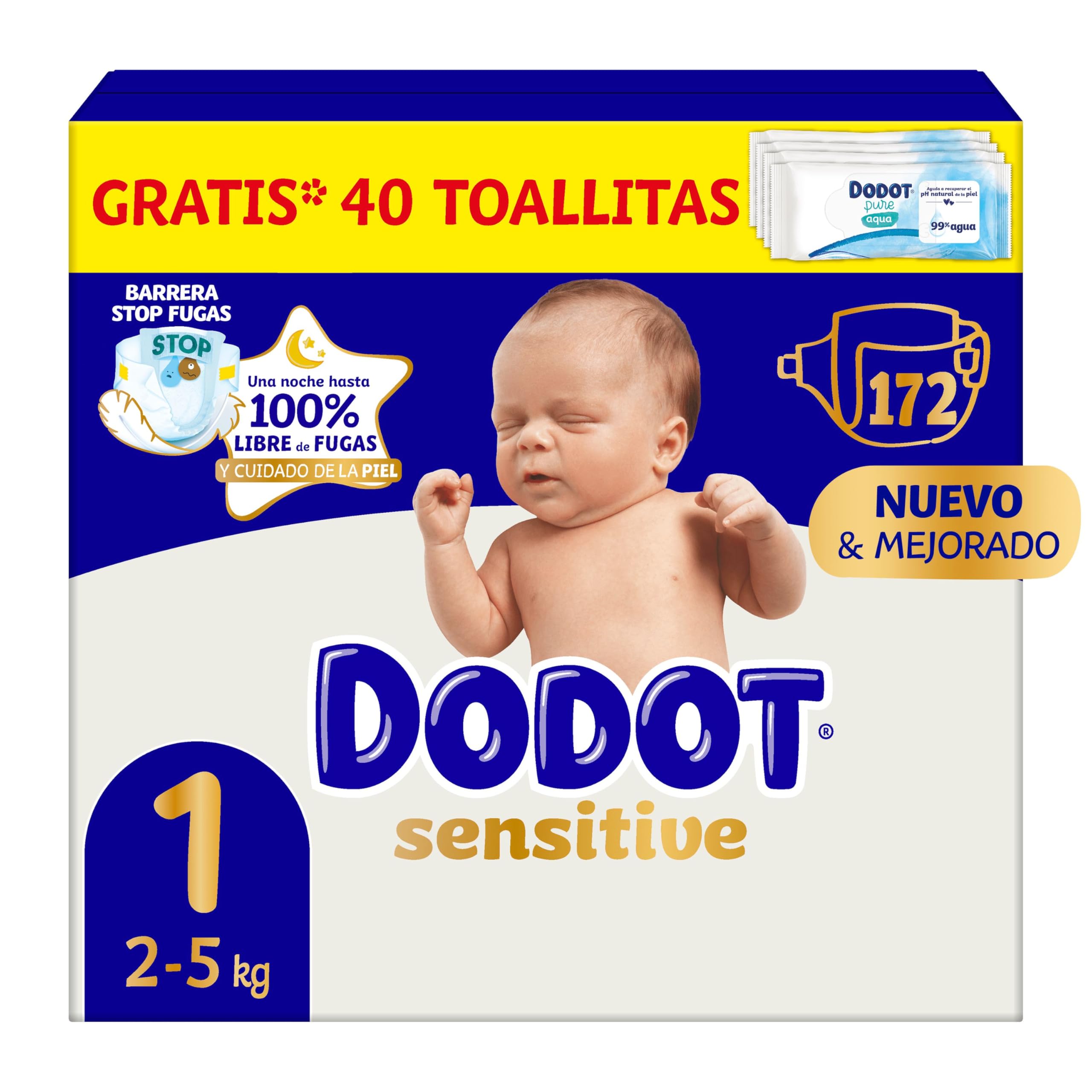 Dodot Pañales Bebé Sensitive, Talla 4 (9-14 kg), 172 Pañales + 4 Pants de Regalo, Hasta 12 h De Protección Antifugas y Cuidado de la Piel, Pack Mensual — view 19