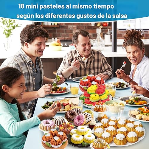 Miniatura 6 de Palksky Mini tubo estriado de silicona 6-cavidad (3PCS), multi-cavidad pequeña pastel hornear pan, mini moldes para chocoflan