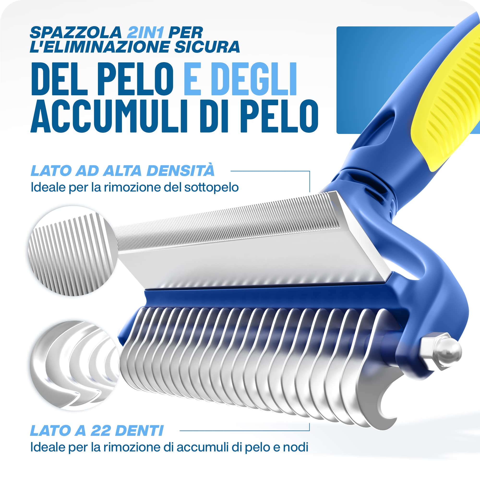 PETPROVED Spazzola per Cani Pelo Lungo Medio 2in1 Sottopelo Spazzola Cani Gatto Pelo Lungo Avanzate Doppia Faccia Spazzole per Gatti Medio