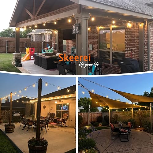 Miniatura 4 de Guirnalda de luces impermeables para exteriores, 150 pies, luces de patio con bombillas de plástico de 2700 K inastillables para exteriores, bistró,