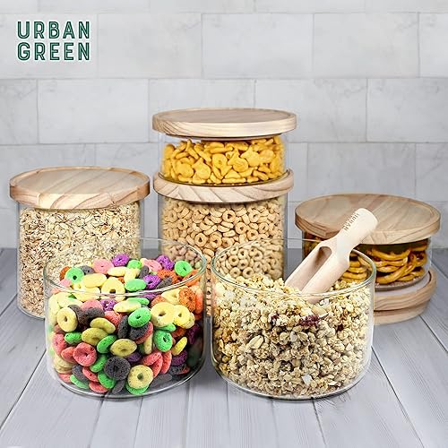 Miniatura 5 de Urban Green Recipientes de almacenamiento de alimentos de vidrio con tapas de bambú (TBL1-2P)