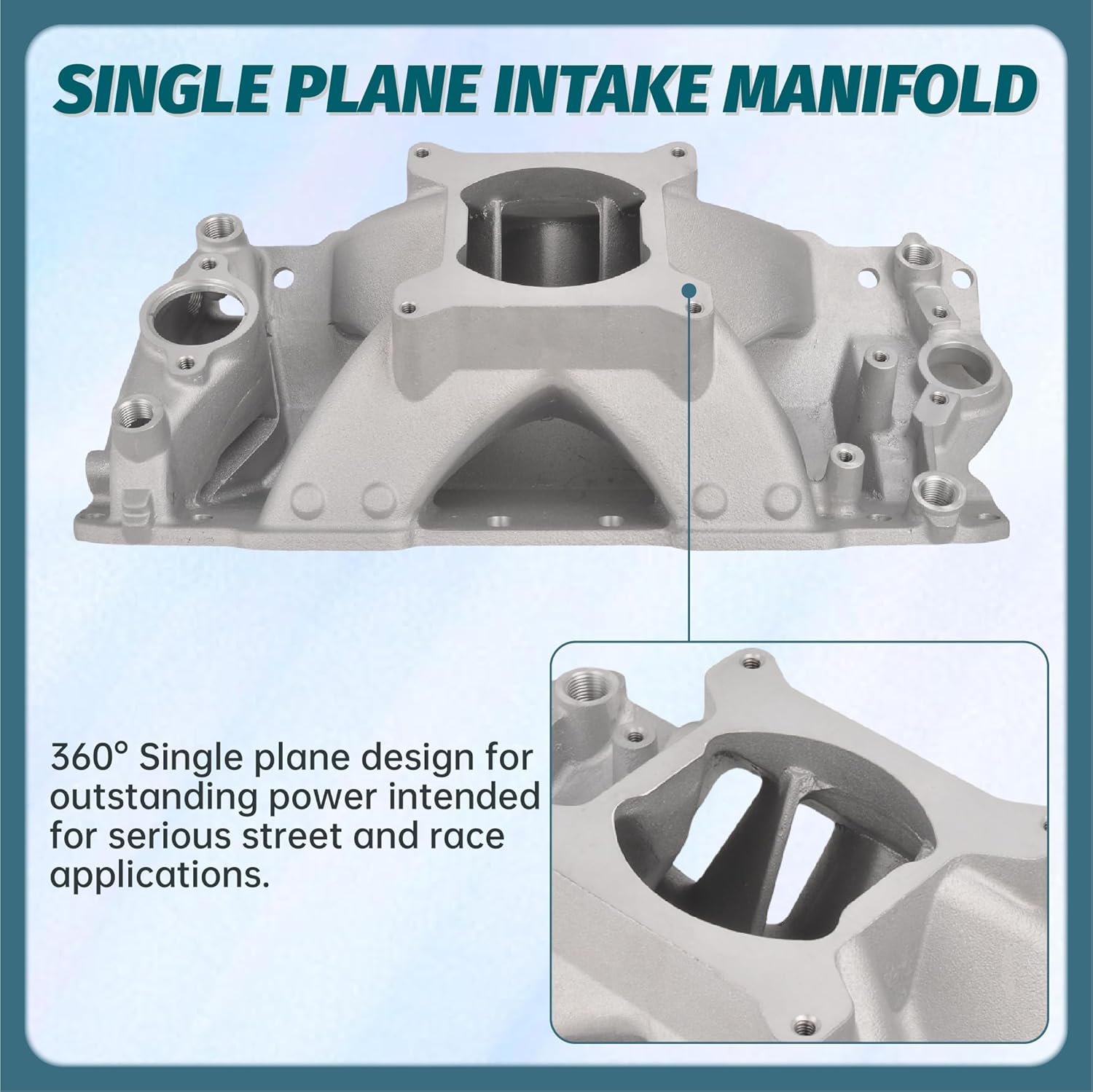 SSN Cast Aluminum Intake Manifold Single Plane High Rise Compatible with 1957-1995 SBC 350 400