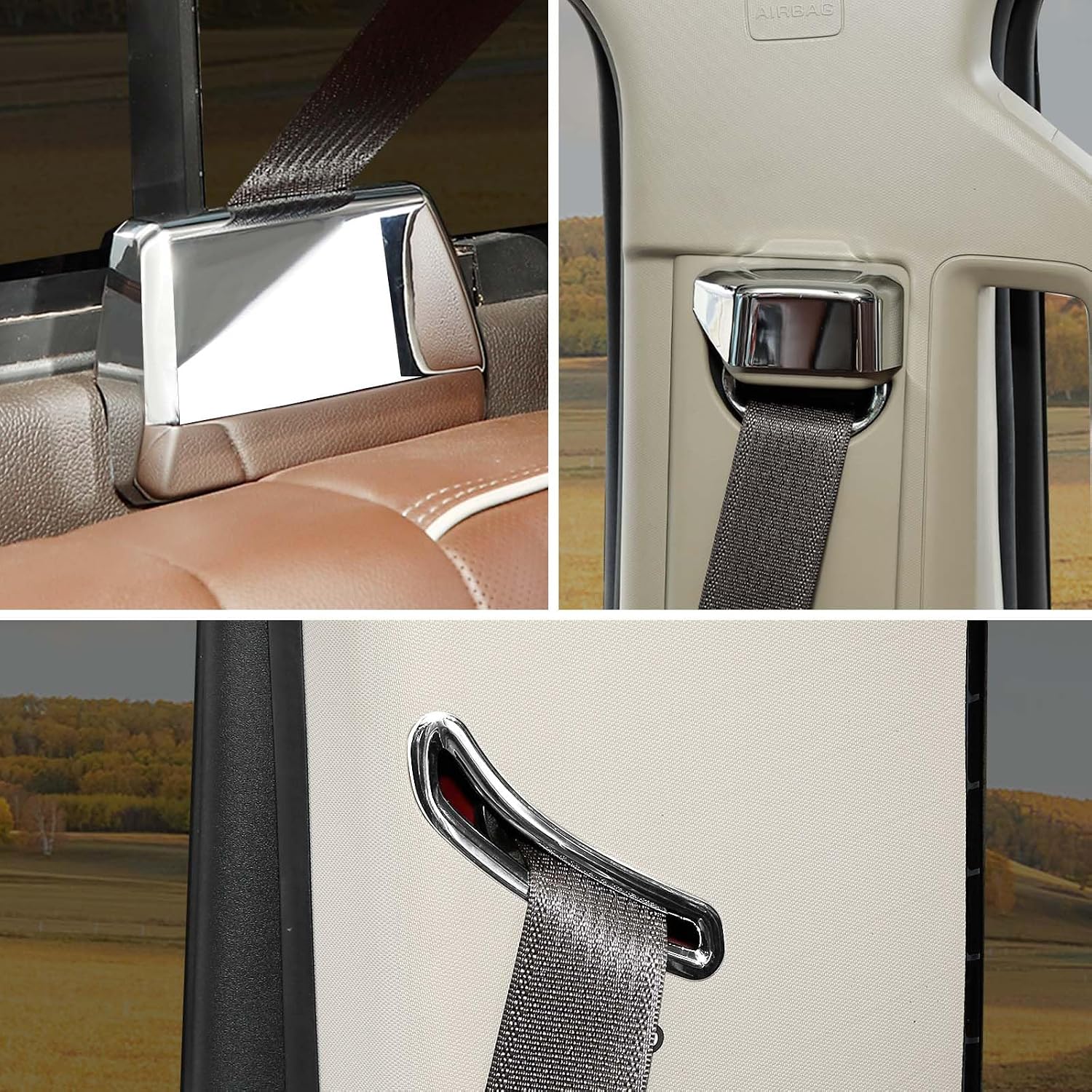 for Silverado Seat Belt Trim Cover Chrome for Chevy Silverado GMC Sierra 2014 2015 2016 2017 2018 Chrome Interior Accessories 5pcs