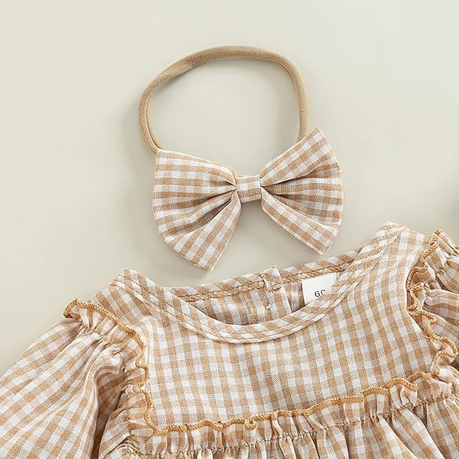 Newborn Baby Girl Clothes Plaid Bubble Romper Crew Neck Long Sleeve Bodysuit One Piece Jumpsuit Fall Winter Outfit - Image 4