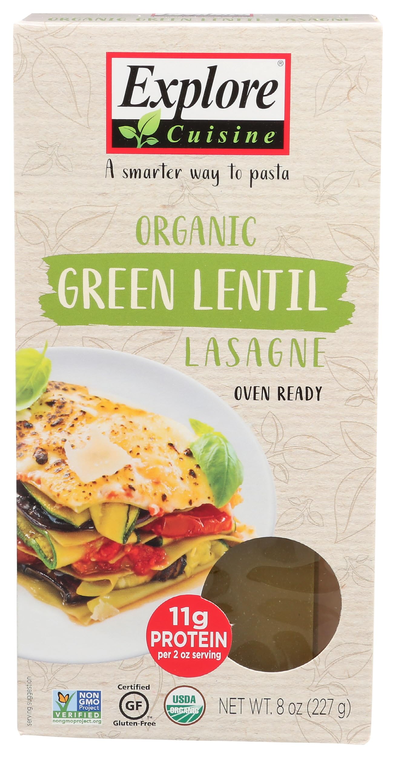 EXPLORE CUISINE Organic Green Lentil Lasagne Pasta, 8 OZ | Grocery
