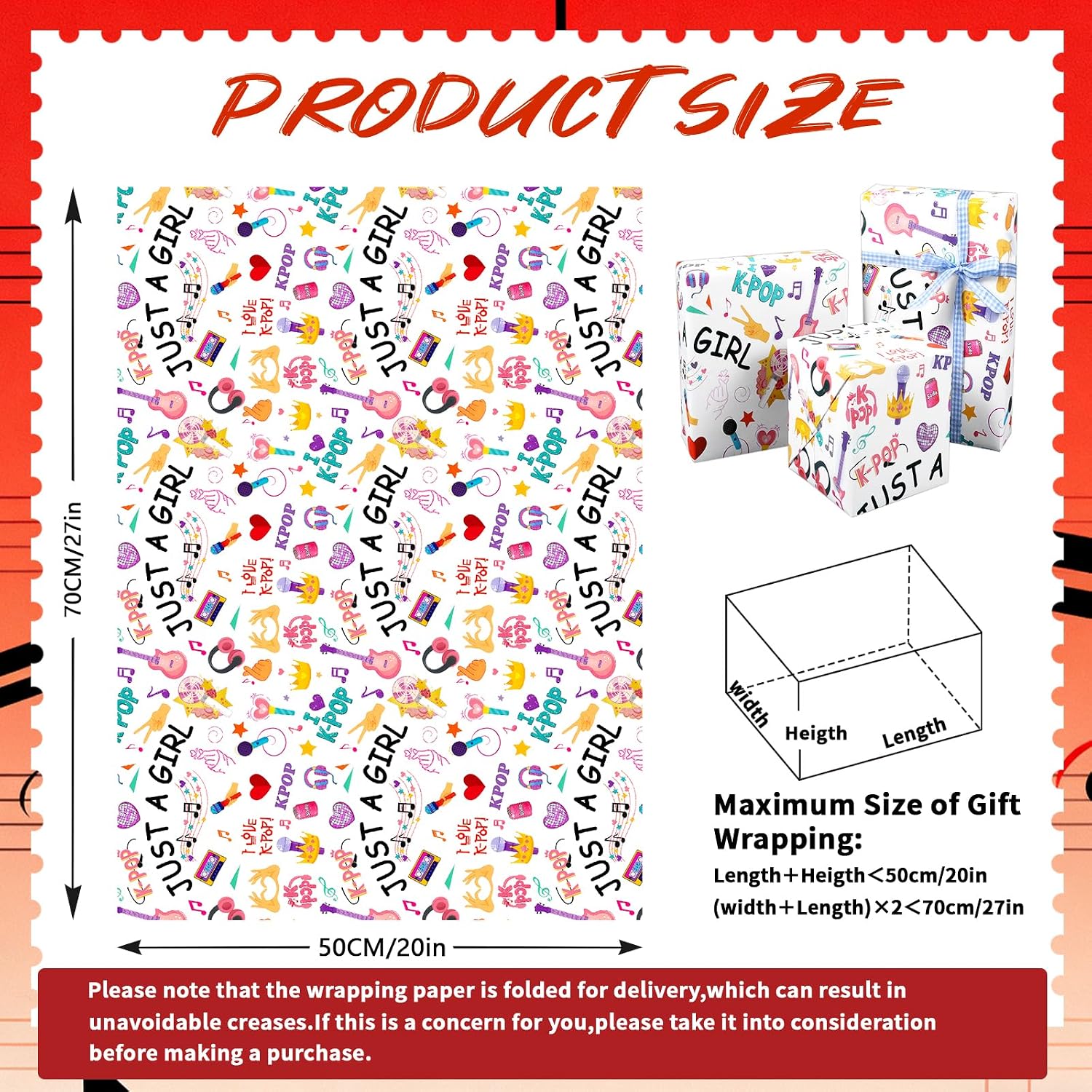 Chzhwlc 12 Pcs K-pop Theme Party Gift Wrpping Paper, Popular Singer Party Favors Gift Wrapping Paper Bulk for Birthday Decoration Friendship Fans Party Supplies image 2
