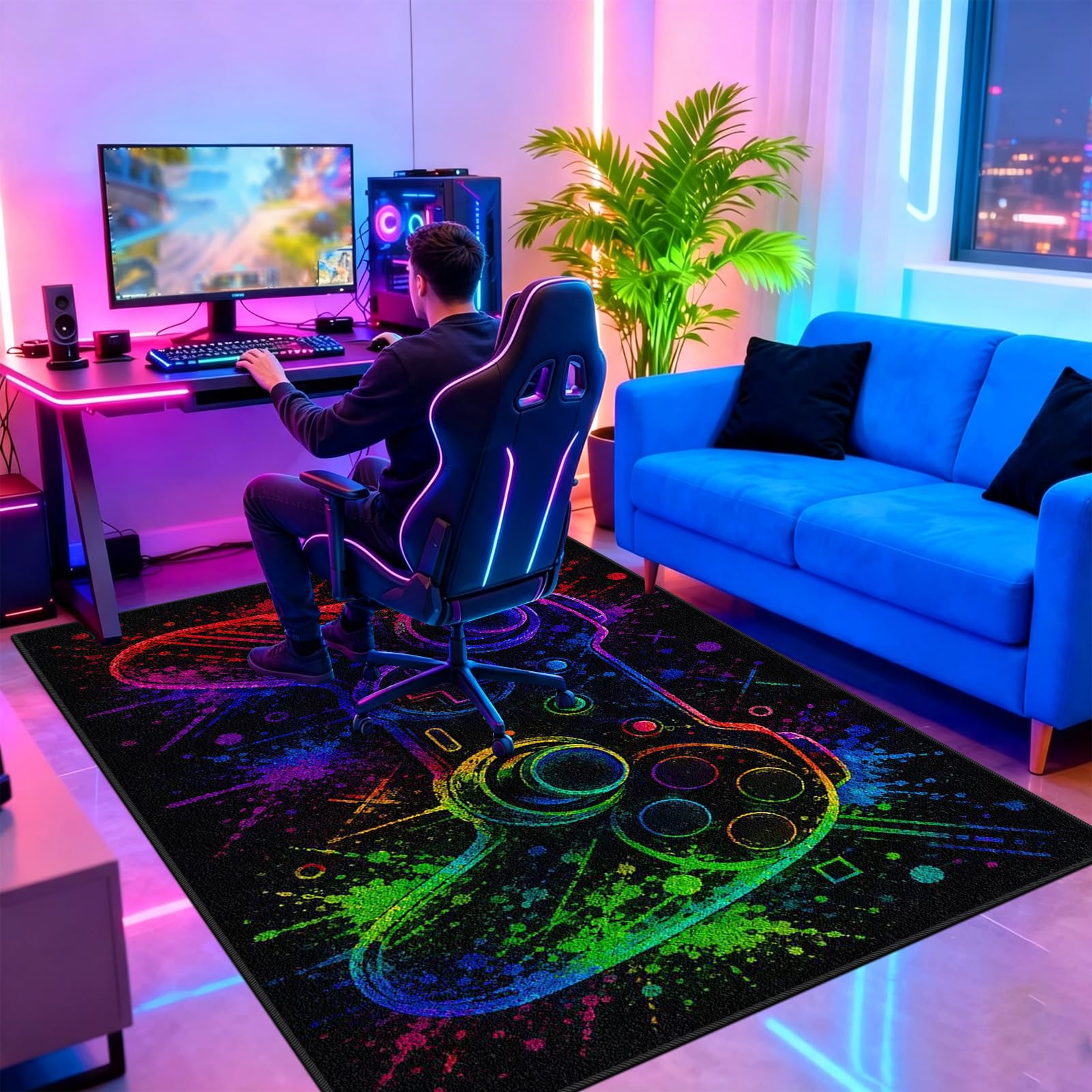 Tapis de Protection Sol Gaming Tapis Chaise de Jeu/Bureau 180 x 200 cm | Antidérapant Tapis de Protection de Plancher Dur Tapis de Sol pour Chaise Gamer Ordinateur Tapis de Sol Bureau Tissu