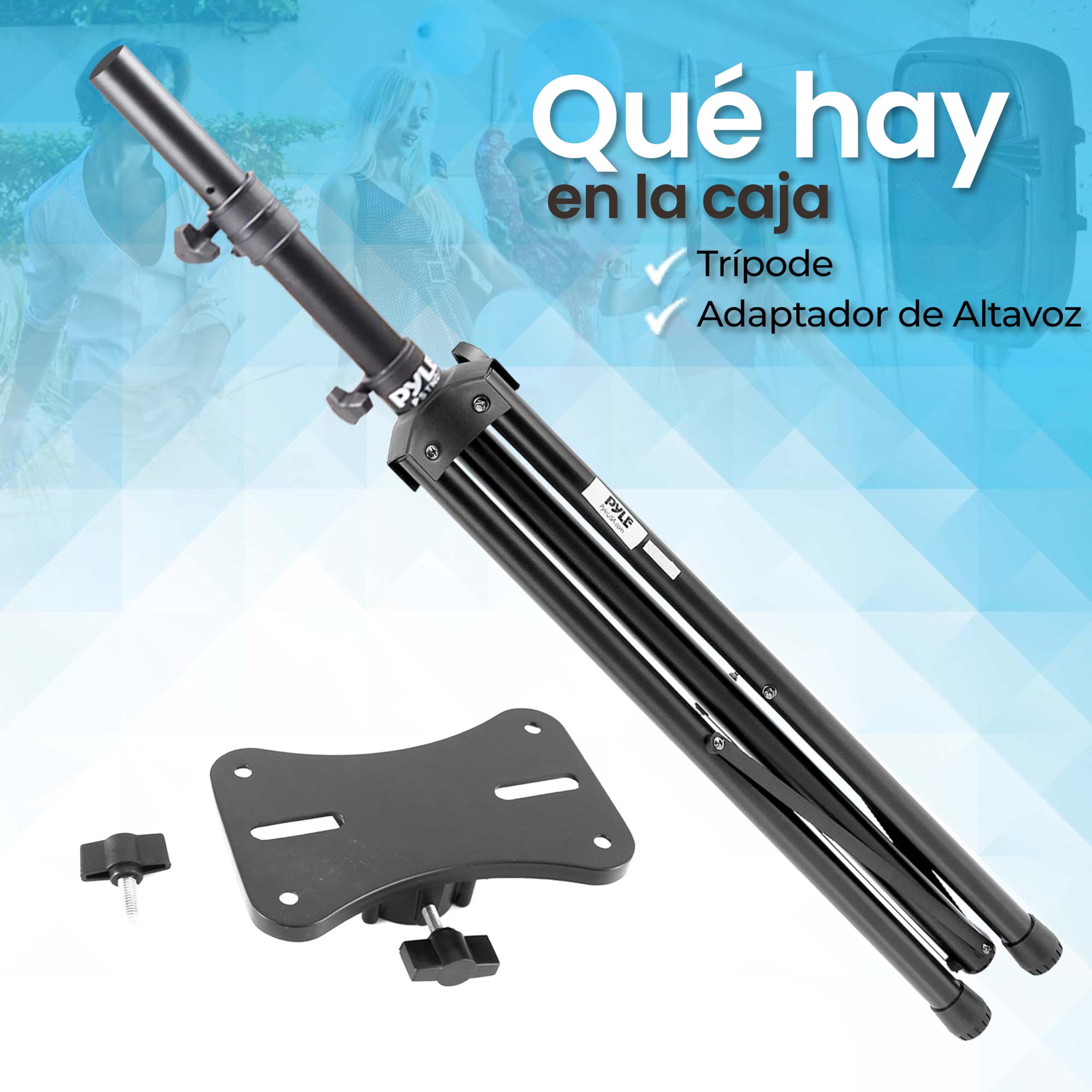 Pyle Soporte tripode para Altavoz, Ajustable, Montaje Resistente de Acero, Pasador de Seguridad, Plegable, Ideal para Altavoces Grandes