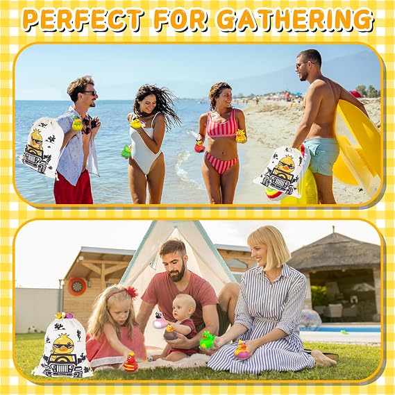 Large Capacity Rubber Ducks Drawstring Gift Bag - Adjustable Duck Backpack for Duck Lovers, Perfect Duck Party Favors Bags & Daily Use Accessories, Duck Reusable Tote for Beach, Travel, Shopping