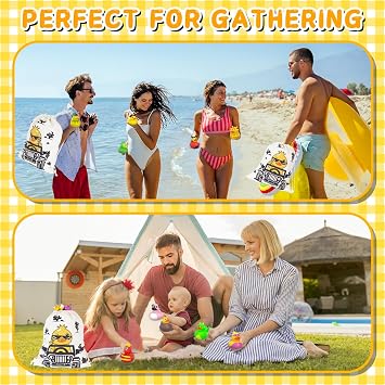 Large Capacity Rubber Ducks Drawstring Gift Bag - Adjustable Duck Backpack for Duck Lovers, Perfect Duck Party Favors Bags & Daily Use Accessories, Duck Reusable Tote for Beach, Travel, Shopping
