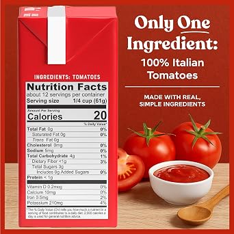Pomi Strained Tomatoes 26.46oz (Pack of 12) - Creamy, Velvety Tomato Puree, No Additives or Preservatives - Made in Italy with 100% Fresh Italian Tomatoes - BPA-Free, Gluten-Free