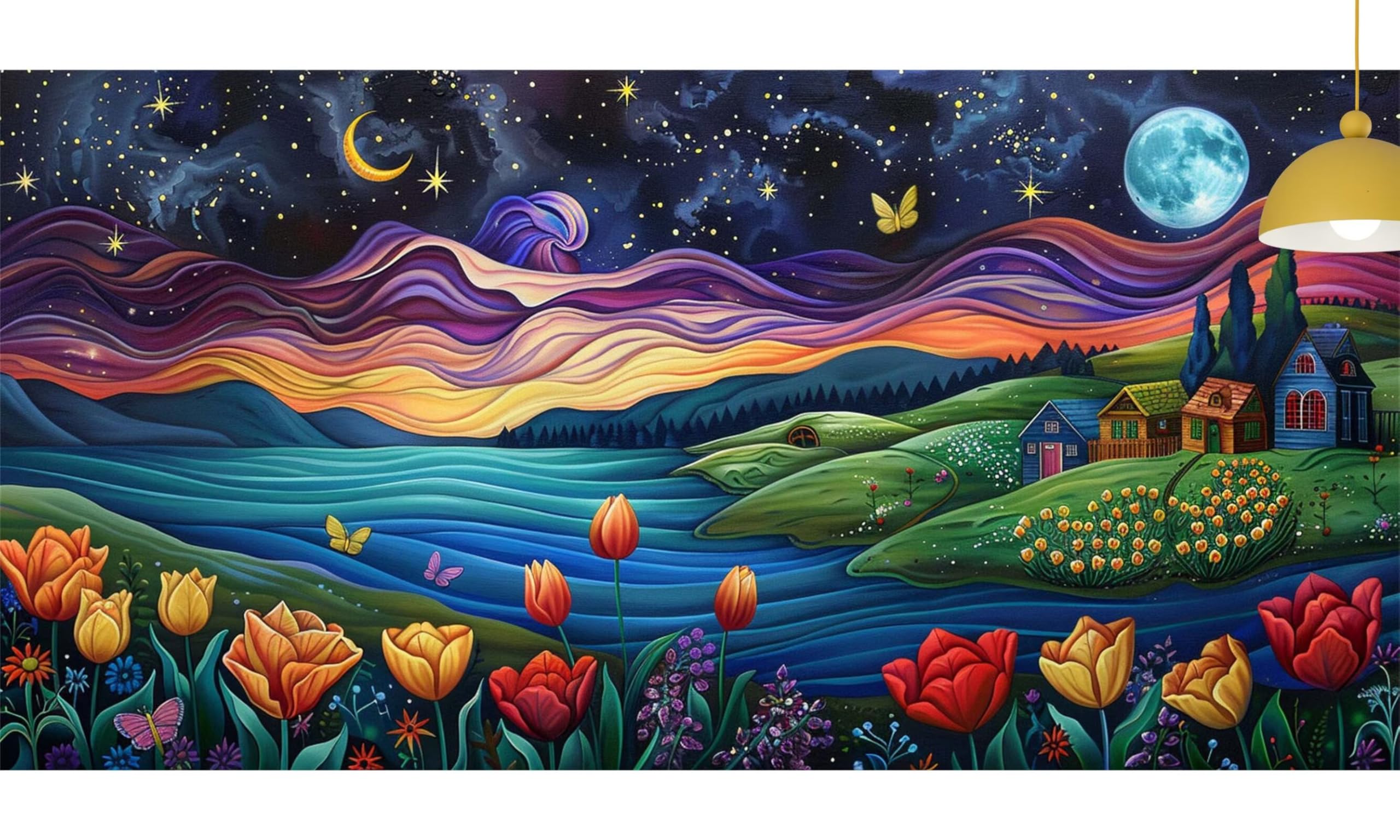 Moon Diamond Art Landscape Diamond Painting Arts and Crafts dla dorosłych, zestaw do malowania diamentami 5D, dorosłych, Crysta, haft krzyżykowy, rękodzieło, obrazy, zestaw do haftowania dla