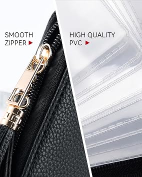 Espera Credit Card Holder Wallet for Women Zipper Leather Card Case RFID Blocking with 40 Card Slots