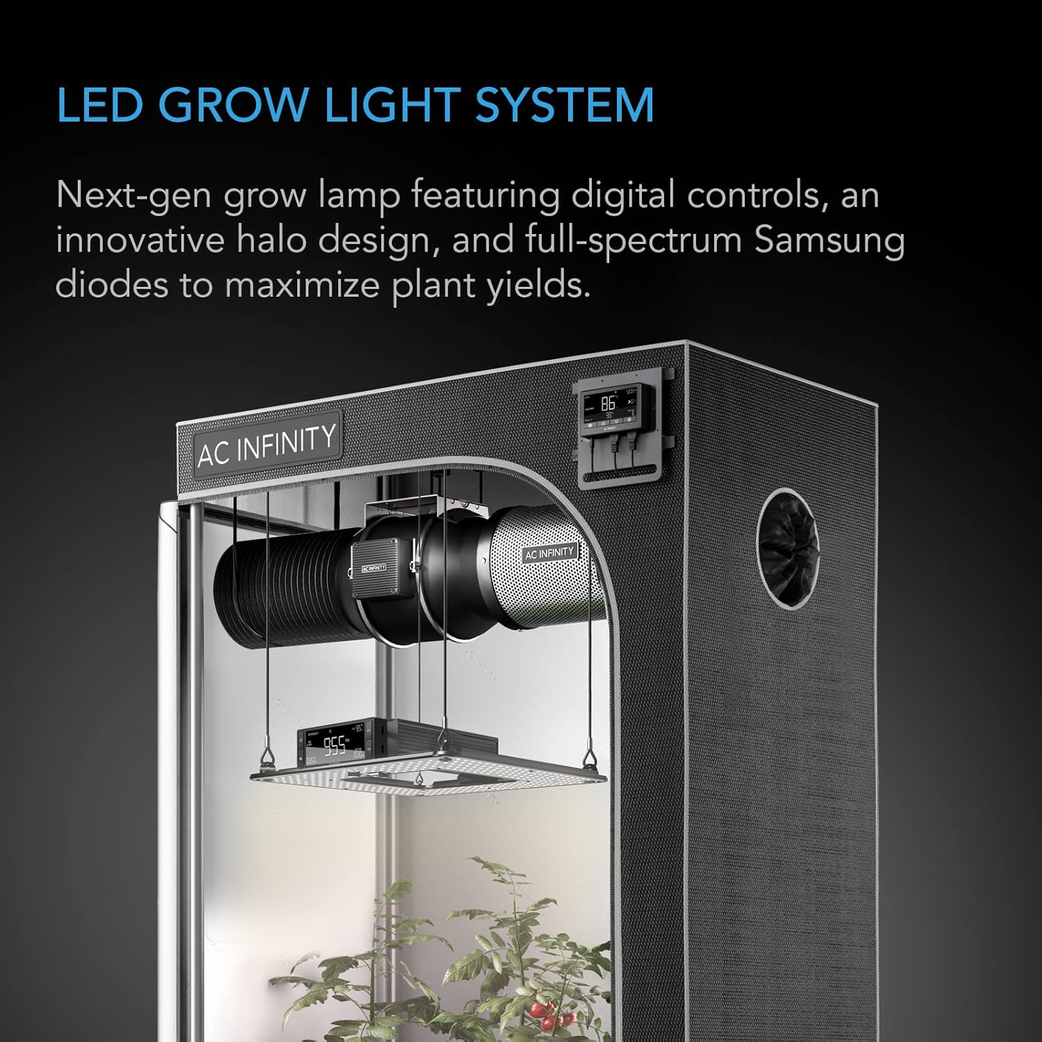 AC Infinity 4x2 Grow Tent & LED Light Bundle – CLOUDLAB 642 48"x24"x72" Grow Tent with 1" Poles & 2000D Mylar Canvas + IONGRID T24 Full Spectrum Samsung LM301H LED Grow Light with Digital Dimming Cont