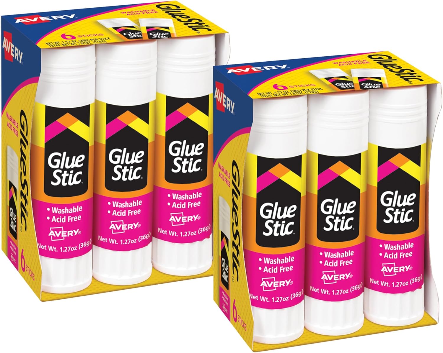 Avery Glue Stic - Washable, Glue Sticks for Classroom, Crafting, and Office Use, 1.27 oz., Pack of 12, White (10221)