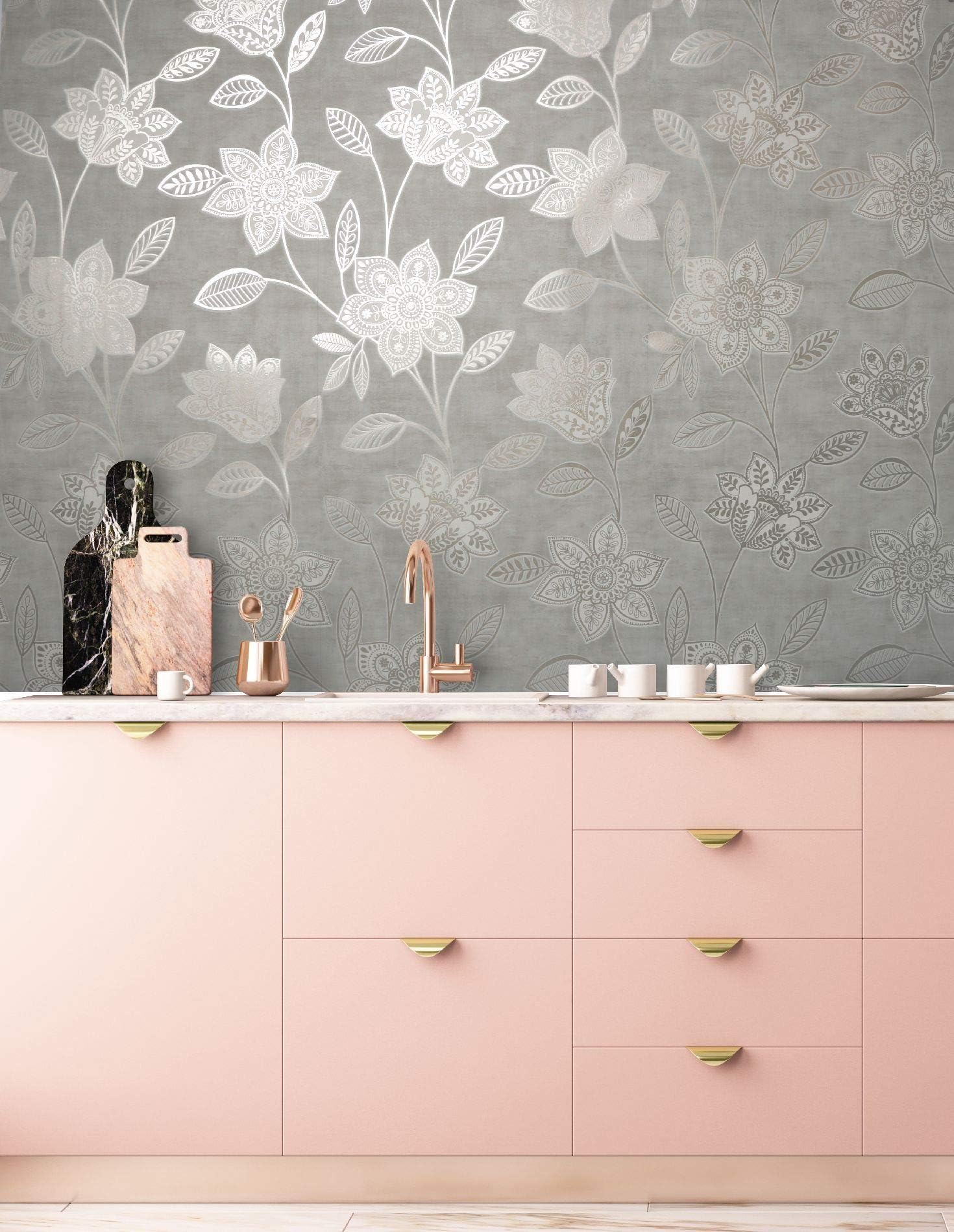 Super frescoFiorella Taupe Wallpaper