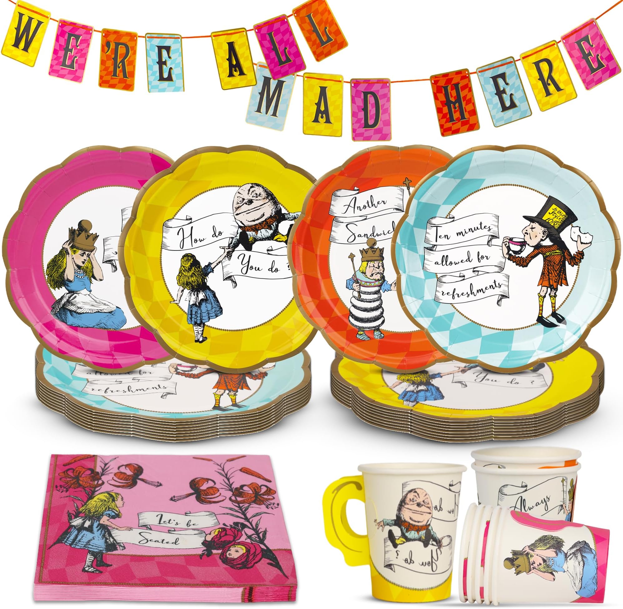 Mad Hatter Alice In Wonderland Tea Party Napkins Plates Tablecovers...