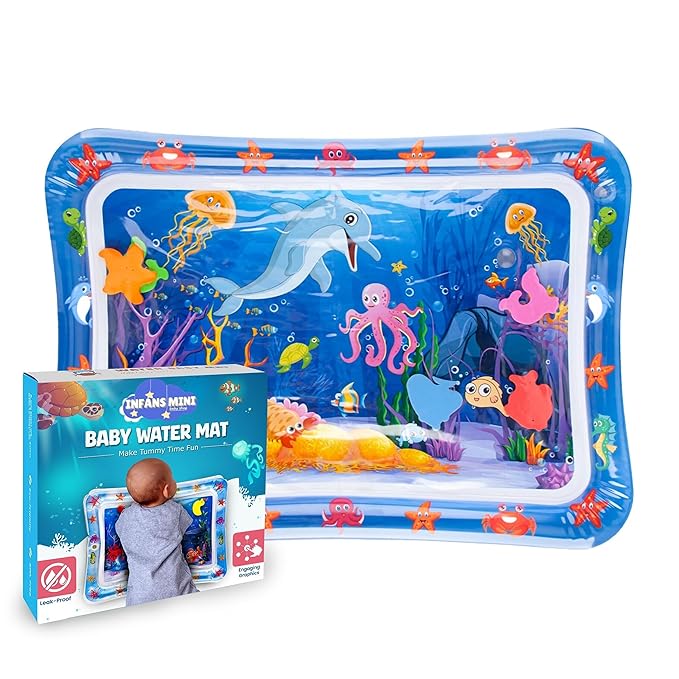 Infans Mini Water Mat for Babies to Play Tummy Time for Infants Stimulating Play for Kids, Interactive Promoting Sensory Development in an Enjoyable Water-Filled Environment (Size-66cm x 51cm)