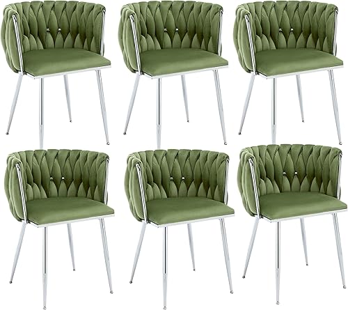 Miniatura 57 de Juego de 2 sillas de comedor de terciopelo, sillas tapizadas tejidas para sala de estar, sillas modernas de cocina y comedor, sillas decorativas de