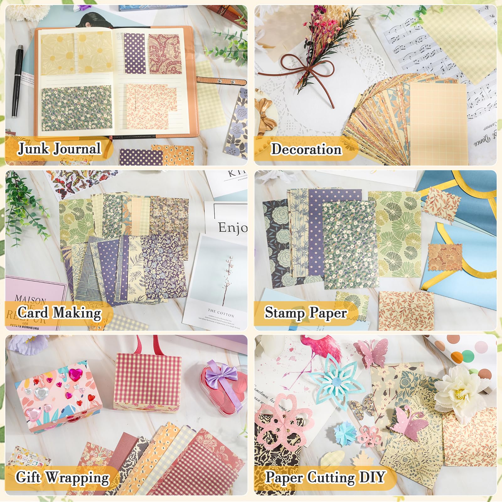 Vintage Scrapbook Paper - 300 Sheets for DIY Crafts -7