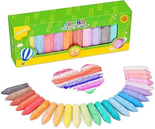 Sidewalk Chalk Bulk, LYGZTing Jumbo Chalk Set Non-Toxic Washable Dustless Chalk for Kid and Adult Sidewalk Chalk for Street Yard Kids Drawing, Blackboard, Easter Gift¡­ (chalk-24)