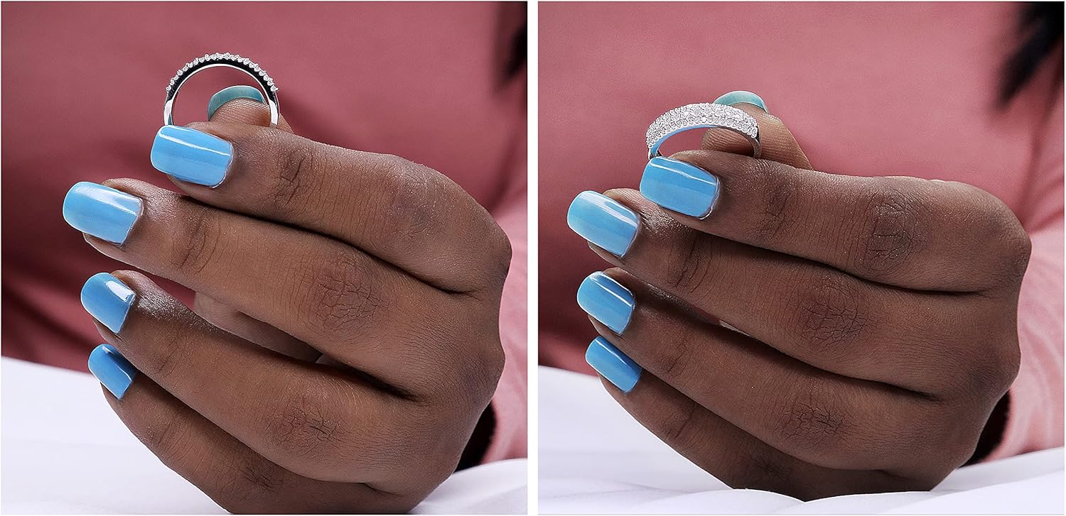 Dazzlingrock Collection 0.32 Ctw Round Natural Diamond Classic Row Half Eternity Style Elegant Stackable Wedding Band For Women 1/3 CT in 925 Sterling Silver