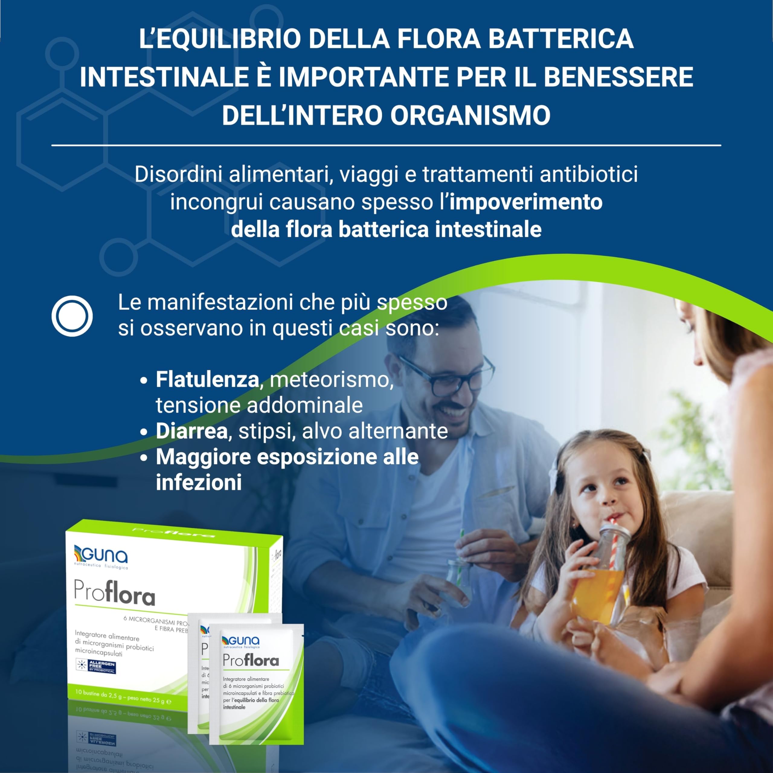 Guna Proflora 30 Bustine -Integratore Alimentare di Microrganismi Probiotici Microincapsulati