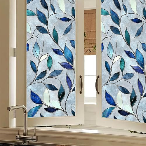 BlissYard Stained Glass Privacy Window Film 17.7x39.3 Inch PVC