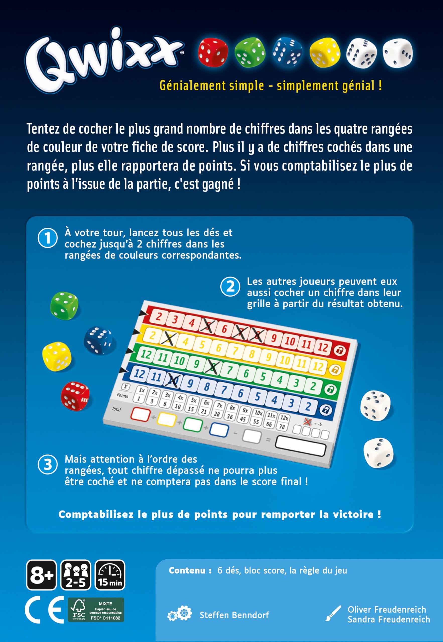 Qwixx Nachfüllblock - 3x80 Blätter Ersatz-Block Für Das Würfelspiel