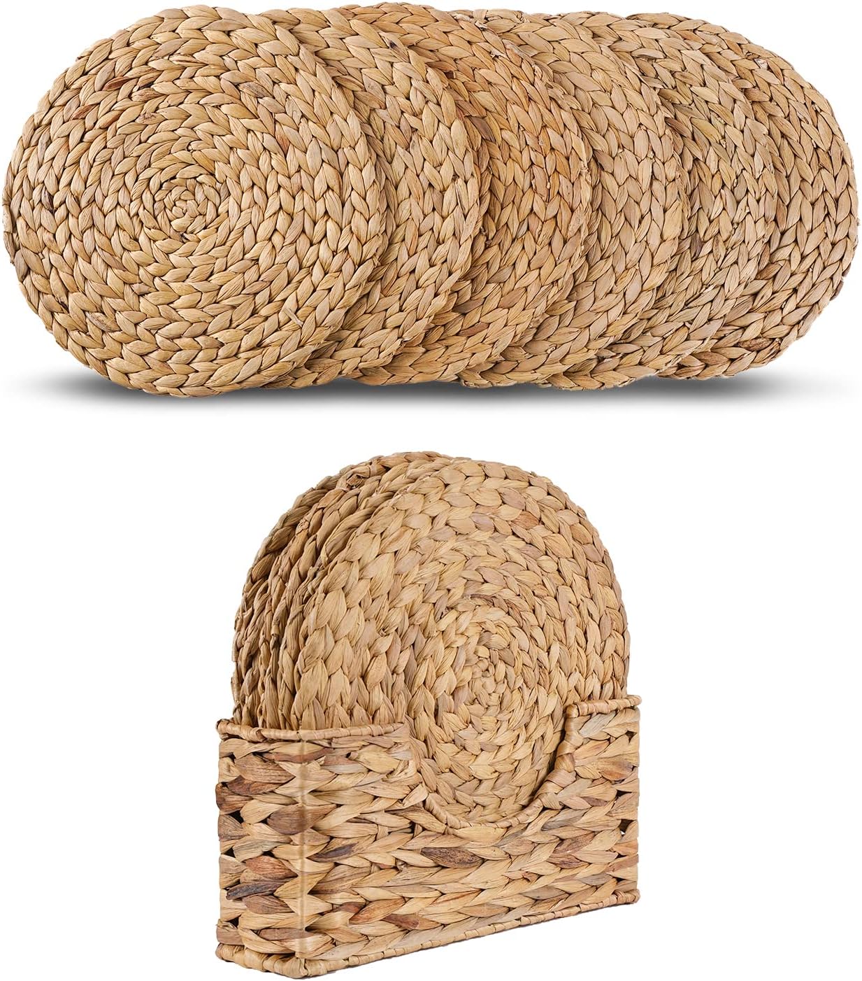 Woven Placemats Set of 6 with Holder for Dining Table