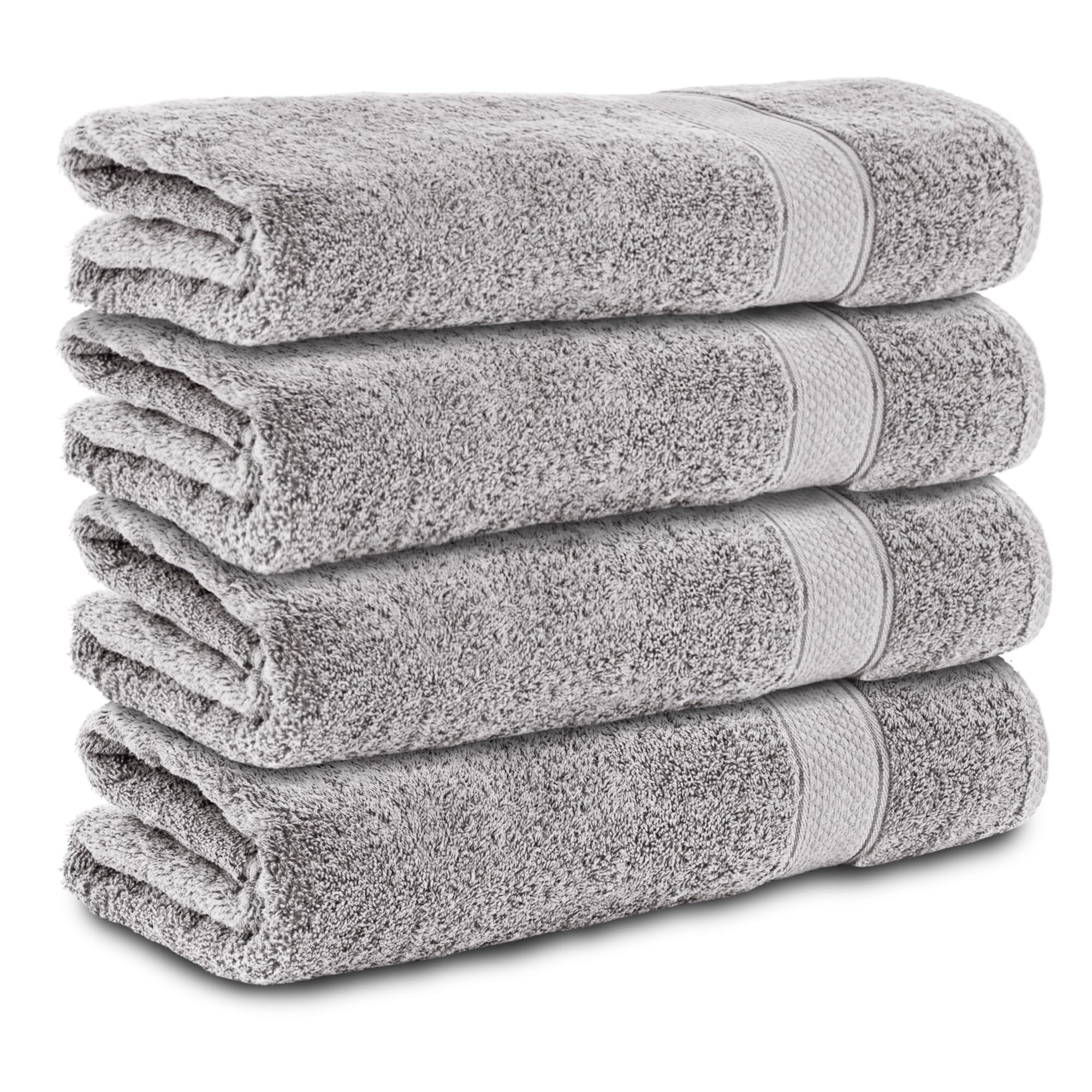 Komfortec Set of 4 Bath Towels 70 x 140 cm 100% Cotton 470 g/m² Terry Cloth Soft Silver
